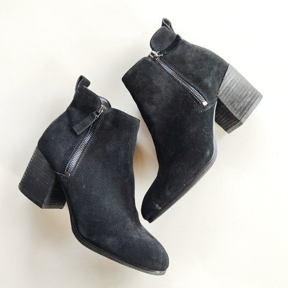 Blondo Sienna‎ Black Suede Waterproof Boots Booties Women's Size 8M Zipper Heel - Picture 1 of 6